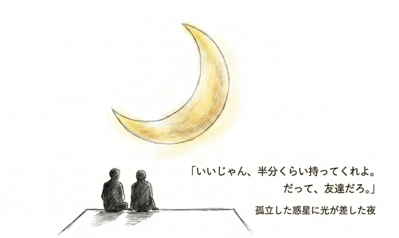 孤立した惑星に光が差した夜