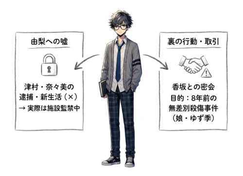 由梨への嘘と裏の行動・取引